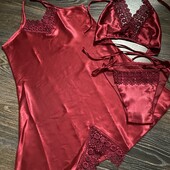 Шикарная атласная тройка р.L.