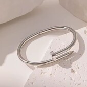 Жорсткий браслет stainless steel нержавіюча сталь в сріблі 38