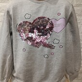 Хб батник на флісі паєтки перевертиші у відмінному стані 128/134 дивіться заміри