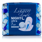 Прокладки гигиенические женские Lingery Ultra Night с крылышками 7 шт. в упаковке