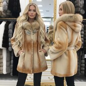 Шуба синтетична з Лисячим коміром натуральним