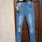 Розпродаж!!! Новые джинсы-рванки стрейч р.8евро(10-12).