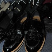 M&s, uk4.5 37.5p легкі лофери сліпони з натуральної лакової шкіри