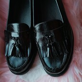 ❤️Брендовые, шикарные чёрные эколаковые текстил лоферы балетки новые❤️Турция.Стелька 26,5Оригинал!