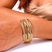 Браслет манжет плетений, лінії, медзолото