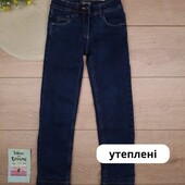 Дитячі утеплені стрейчові джинси 6-7 років impidimpi з підкладкою штани для дівчинки стрейчеві