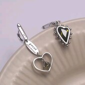 Сережки асиметрія 925, зелений кристал, циркон, серце, слова, тренд