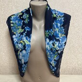 Хустка шовкова синьо-голубий принт70х70 см