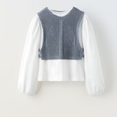 Кофта двойка. Біла кофточка + в'язана жилетка Zara