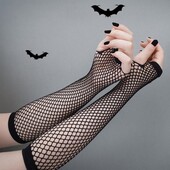 Черные сетчатые ажурные перчатки на девочку