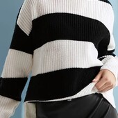 Стильный джемпер, свитер, пуловер, р. м, наш 46-52, черно- белый