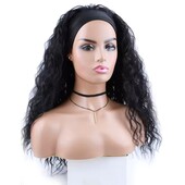 Парик с повязкой волнистый черный.