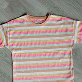 F&F брендовая хлопковая летняя футболка на девочку рост 134/140 см