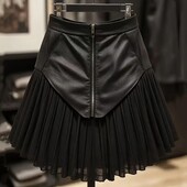 Жіноча елегантна чорна плісирована спідниця з високою посадкою - сексуальна A-силуетна коротка спідн