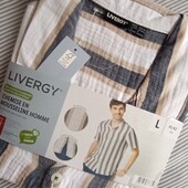 Чоловіча сорочка з коротким рукавом livergy муслін 100% котон L (41/42)