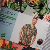 Чоловіча сорочка з коротким рукавом livergy муслін 100% котон L (41/42)