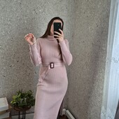 Тепле, в'язане плаття - гольф, без дефектів, ніжна пудра ✨