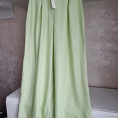 Широкі фісташкові брюки палаццо з купро та віскози р.10