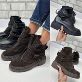 36-41 рр. черевики на платформі натуральна шкіра/замша демі/шкіра чорний, коричневий