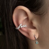 Срібна кафа з фіанітами та перлинами 925