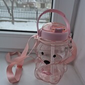 Пляшка для води, дитяча, нова, з ручкою і ремішком ✨