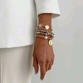 Набір браслетів 4 шт, монети, ладанка, кульки, бохо