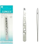 Пінцет скошений "Zingko Classic" сталь, з дірочками 9,5 см