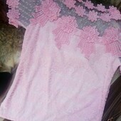 Новая футболка нарядная стрейч-гипюр