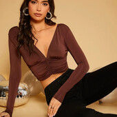 Кроп топ актуального шоколадного кольору