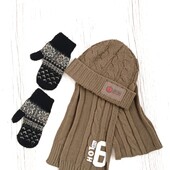 ⚜️Шикарный набір шапка+шарф, рукавиці у подарунок.