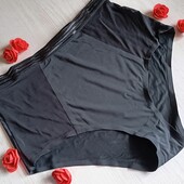 Жіночі високі трусики атласні з сіткою чорні primark. чорні.