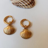 Мод_3 сережки кільця, конго підвіска мушля, медзолото