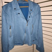 XXL небесно- блакитна косуха штучна замша