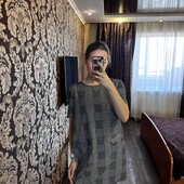 Сукня на короткий рукав у клітинку розмір L