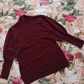 Світер з прибивними бусинами в кольорі бордо, розмір 46/50