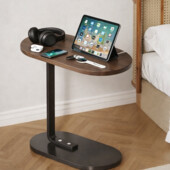 Журнальний приставний столик овальний 39×28×56 см, дерево+металл