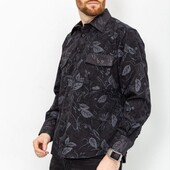 Чоловіча сорочка з принтом чорна. Зручна демісезонна модель з довгим рукавом.