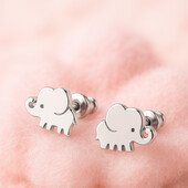 Срібні сережки-пусети Слоники