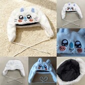 Дитяча зимова тепла шапка - вушанка білий Котик аніме шапка з вушками