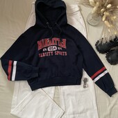 Вкорочений худі на легкому флісі у темно-синьому кольорі