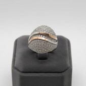 Масивна срібна каблучка з фіанітами 19.5 розмір