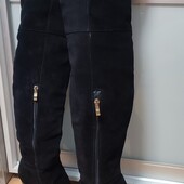 Замшеві зимові ботфорти 39р Натуральна замша!