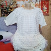 ❤️Брендовая натурал молочного цвета трикотаж футболка новая❤️Америка.Оригинал!Пог.120-136.Бавонна