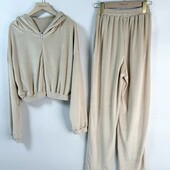 Жіночий велюровий комплект: худі та еластичні довгі штани XL
