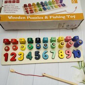 Дерев'яний сортер 3в1 чудова розвиваюча гра для дітей за методом Монтессорі