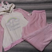 Теплая флисовая женская пижама единорог