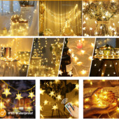 Светодиодная гирлянда «Звезды», с пультом, работа от повербанка, водонепроницаемость IP65