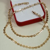 Красивая цепочка 45 см, якорное плетение.Позолота 585 пробы 18К.