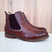 Німецькі шкіряні челсі, коричневі жіночі черевики на низькому ходу, демі зима, р. 42