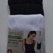 3 штуки в лоті Майки в рубчик з мереживом esmara eur s 36\38